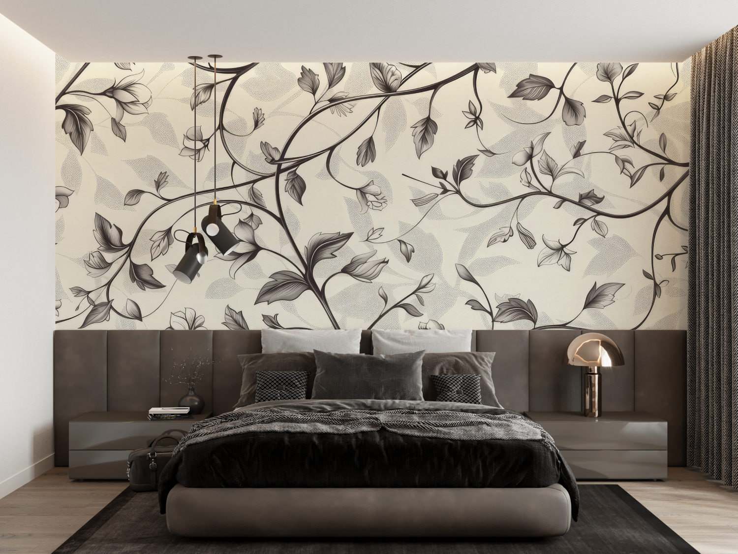 Papier Peint Toile De Jouy Motif À Fleurs - tapisserie