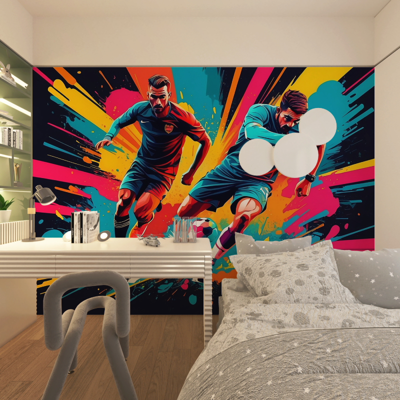 Papiers peint ballon de foot grafitti chambre adolescents
