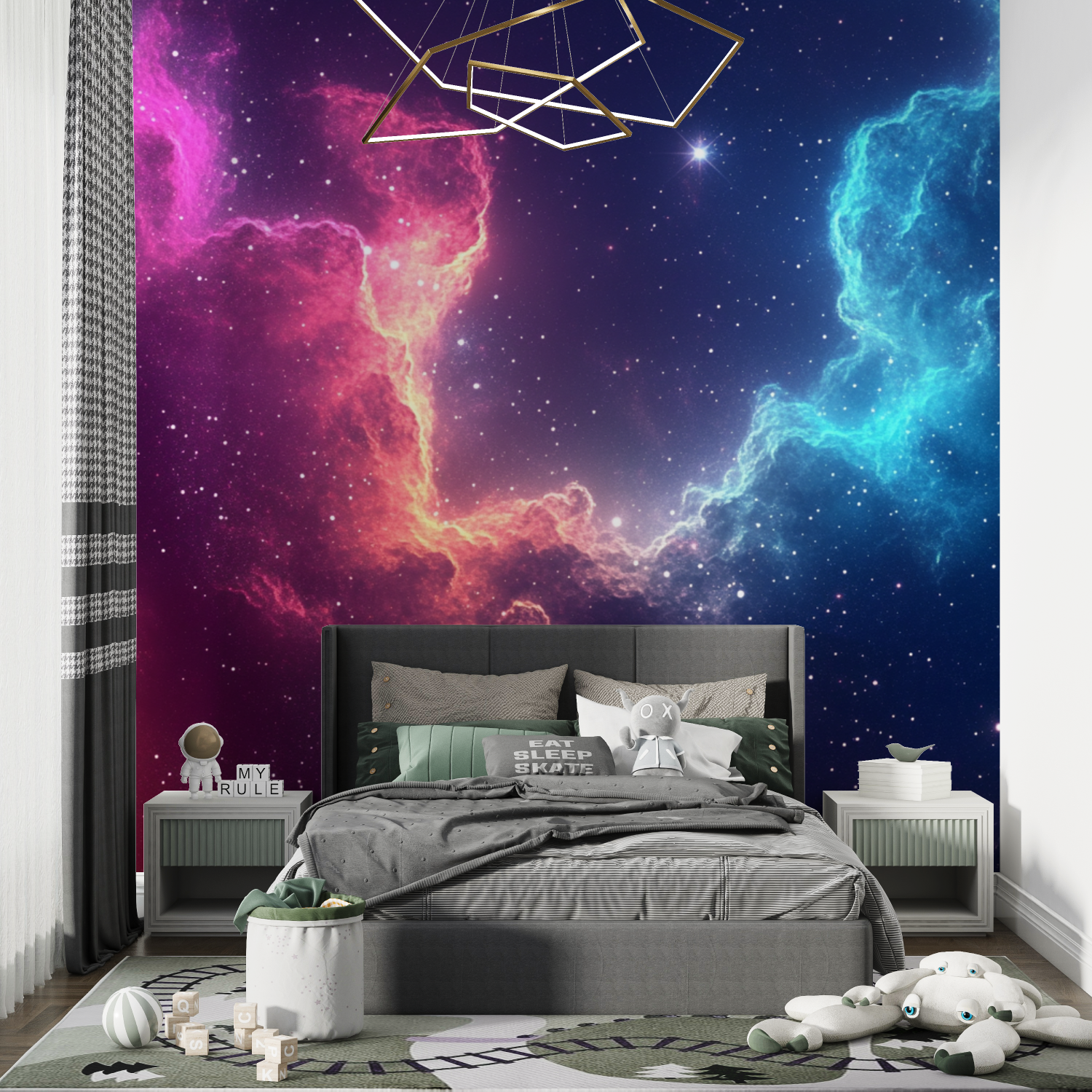 Papier peint galaxie chambre de garcon