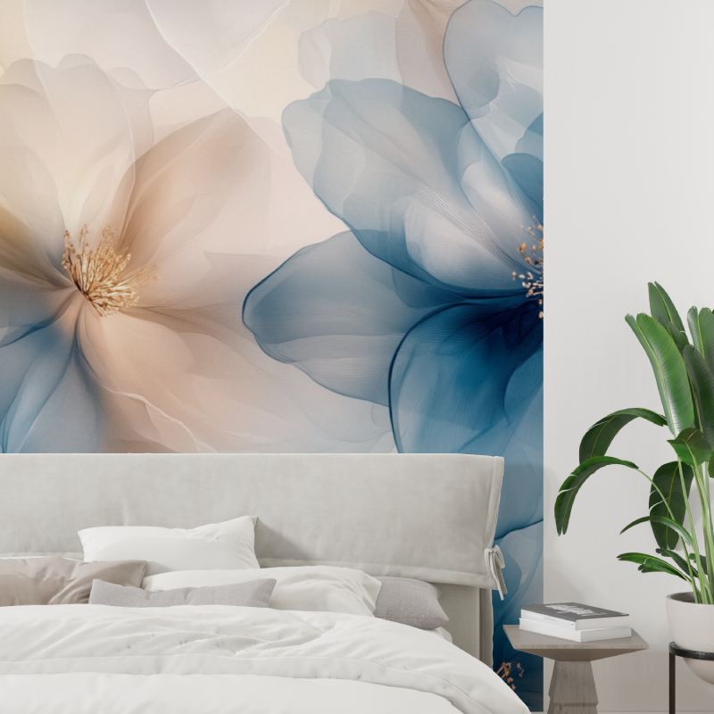 Papier peint aquarelle fleurs etherees tapisserie tendance