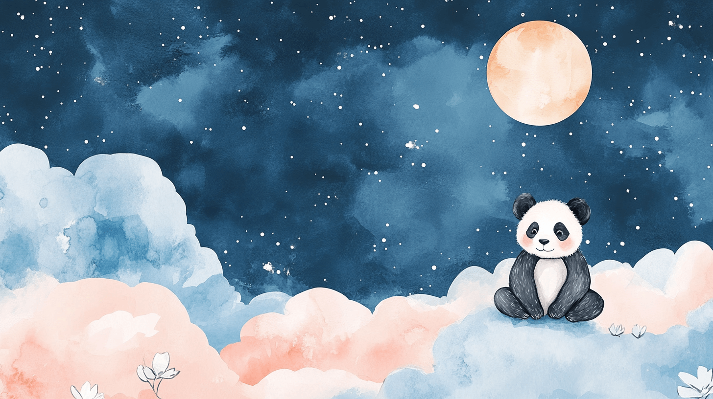 Papier Peint Panda Et Lune