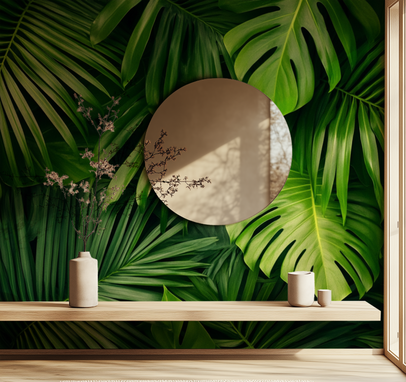 Papier peint fleur de palmier miroir