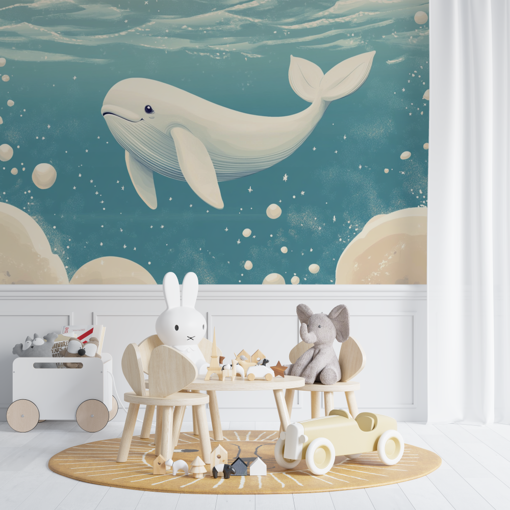 Papier peint baleine bebe chambre de bebe