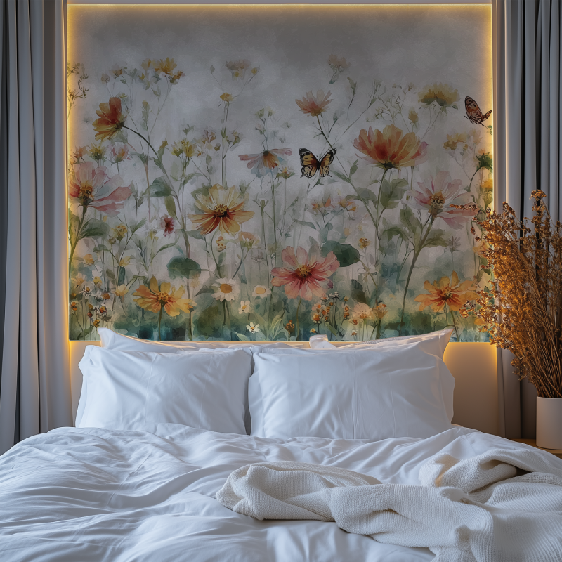 Flowers butterflies watercolor ... wallpaper chambre premium