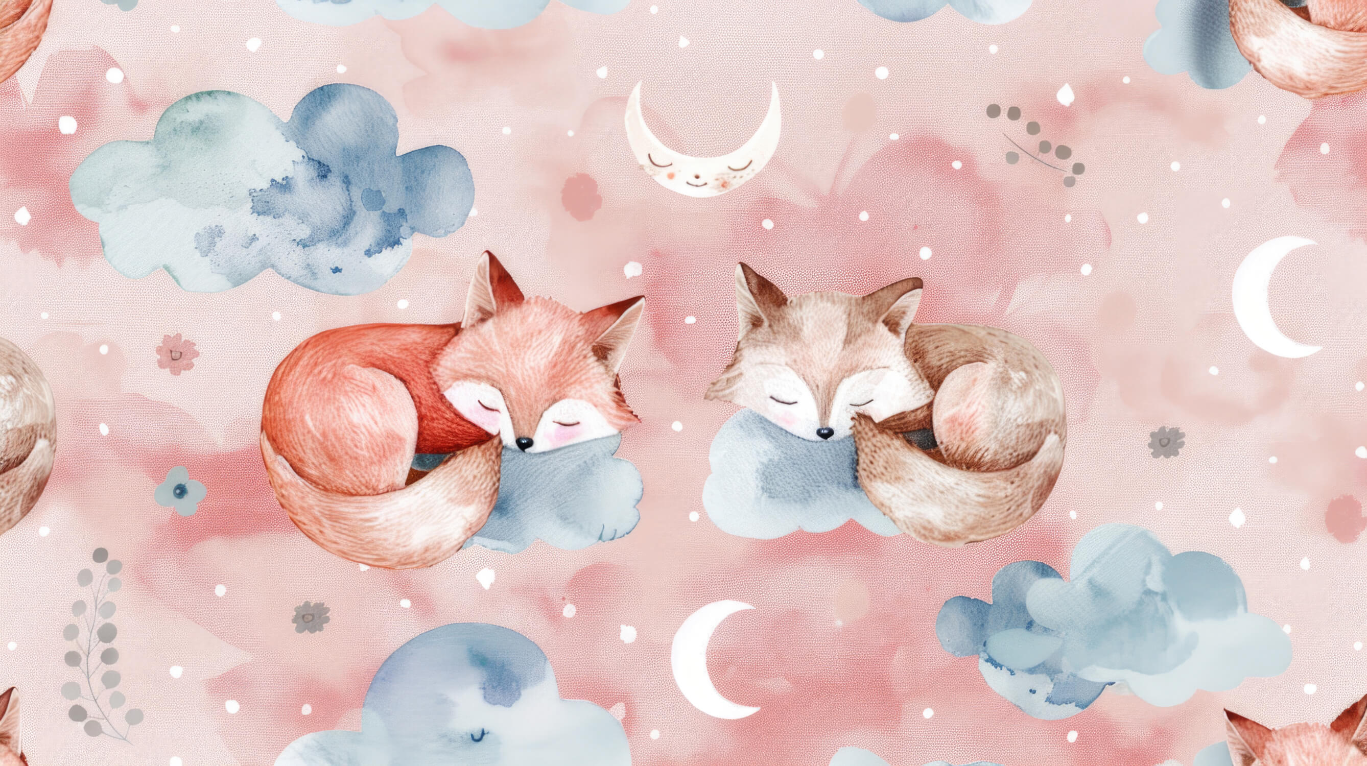 Papier Peint Renard Ballon Rose