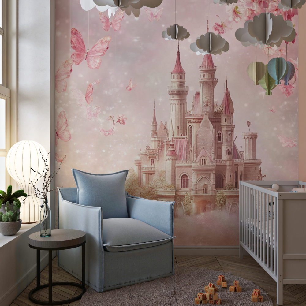 Papier peint princesse ciel fle...t chateau chambre de fille