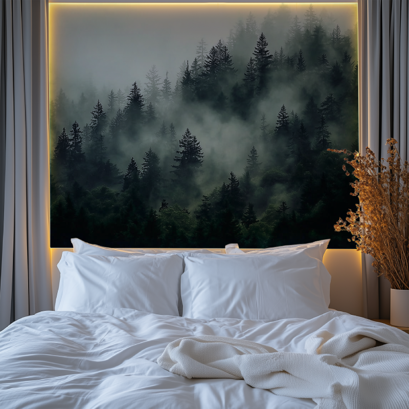 Mist forest mural wallpaper chambre premium