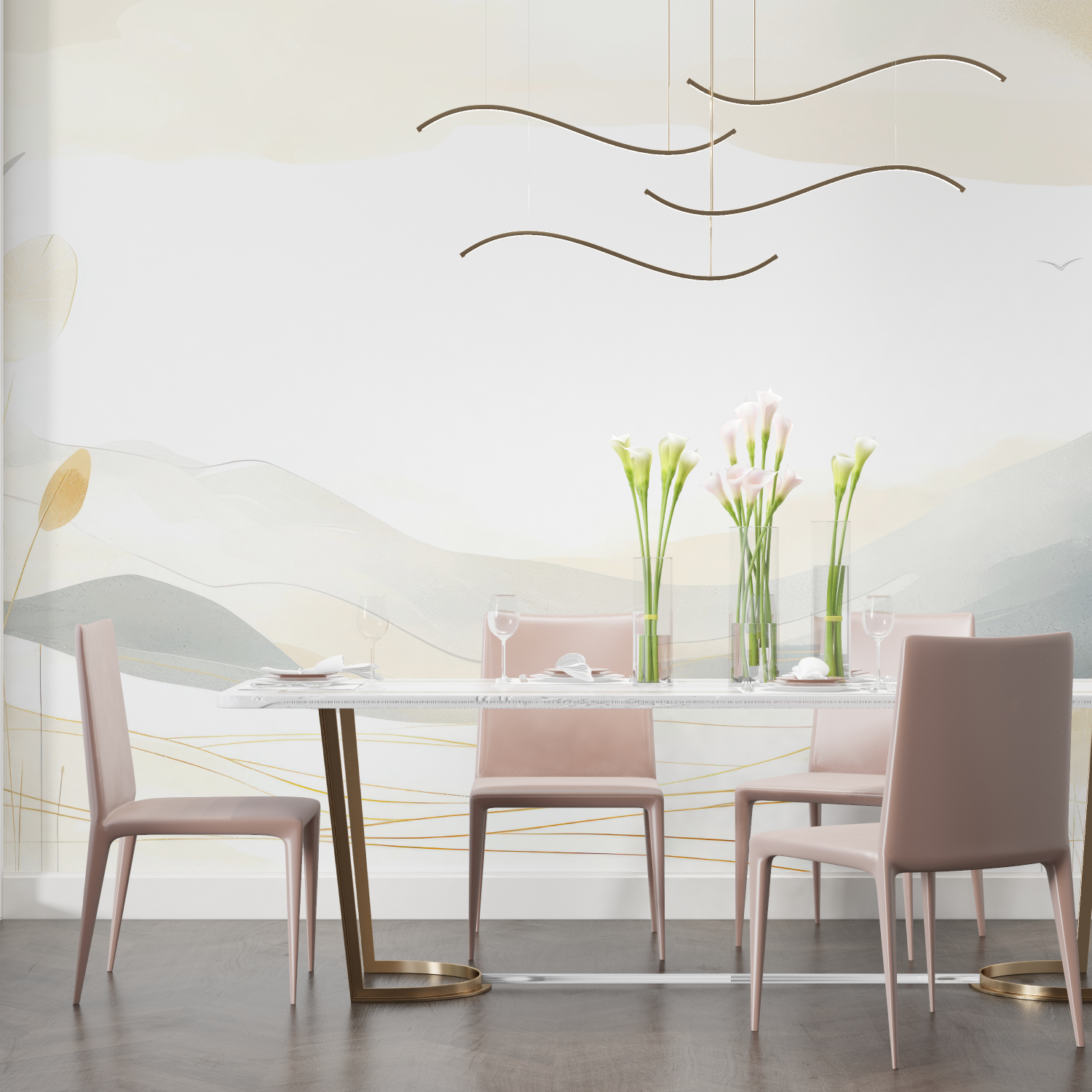 Papier peint aquarelle grand panoramique salon