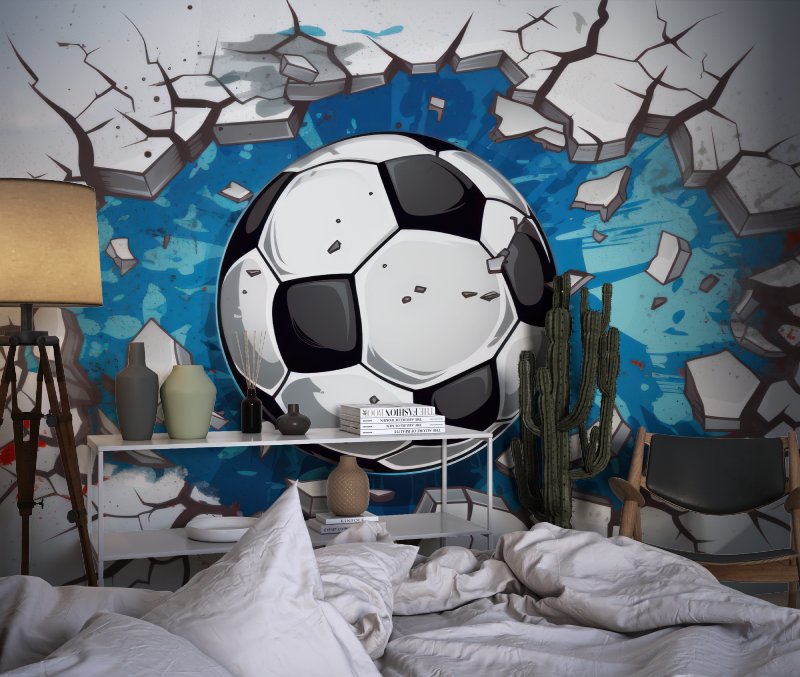 Papier peint ballon de foot chambre dado1