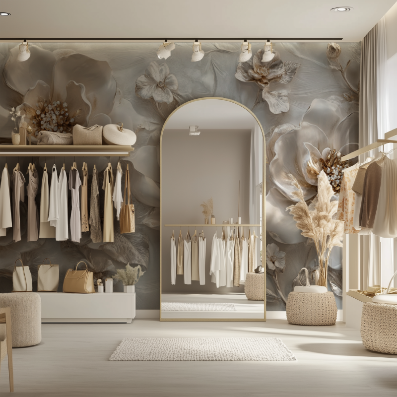 Papier peint fleur 3d bijoux dressing