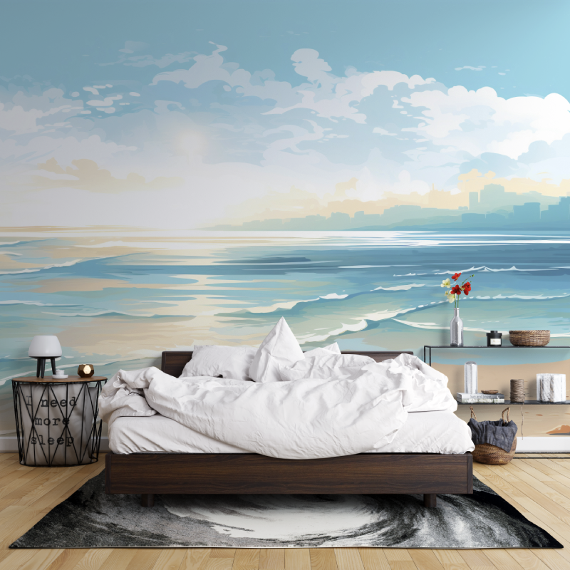 Papier peint aquarelle plage et ocean leroy merlin mur