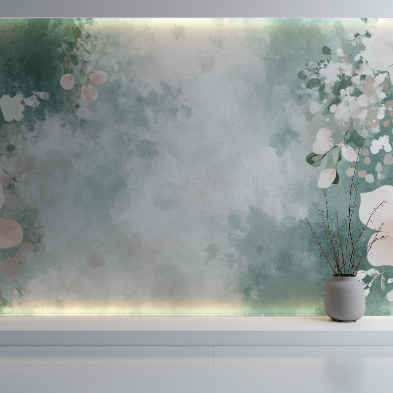 Papier peint fleur mur blanc