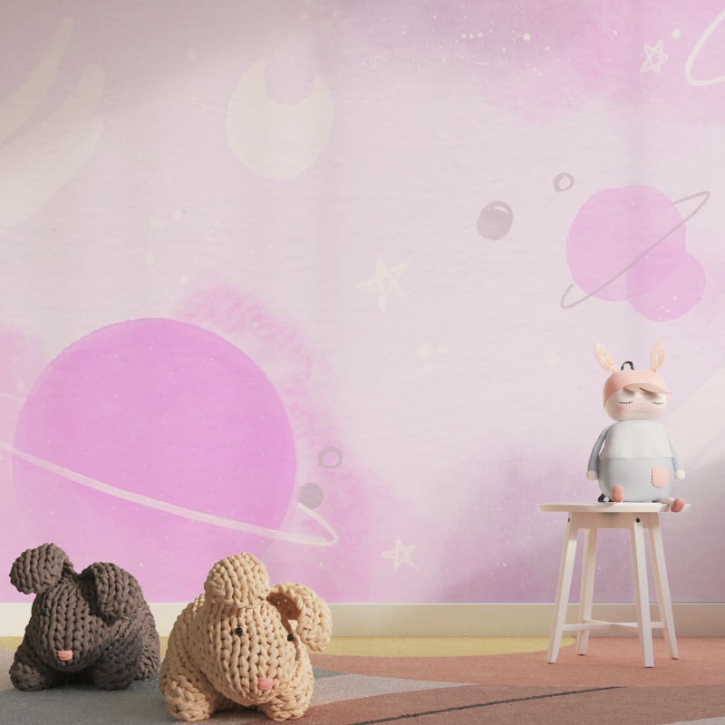 Papier peint ado fille planete etoile tapisserie pour fille