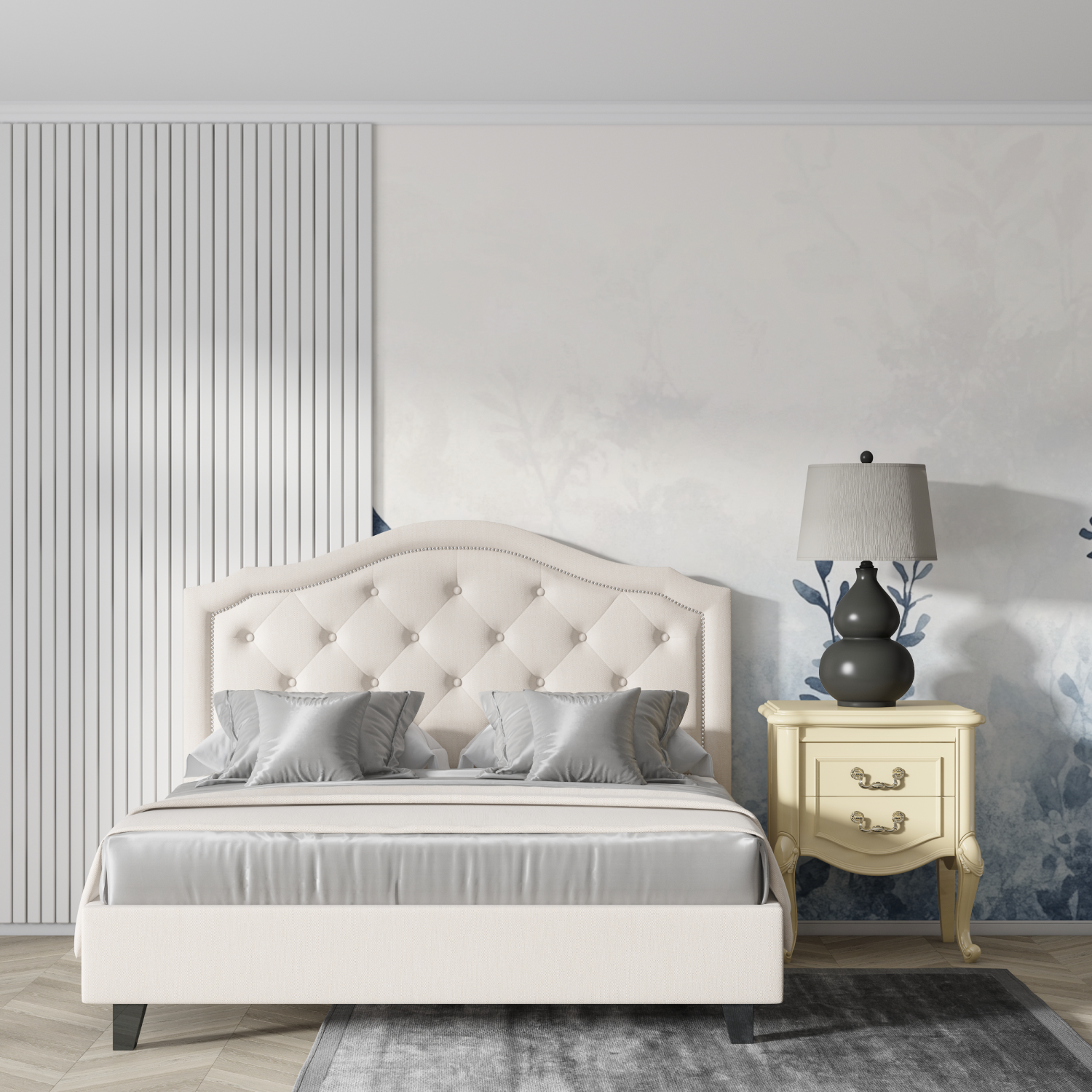 Papier peint aquarelle herbes floues design