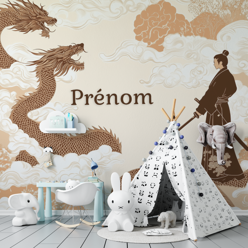 Papier peint prenom samurai tapisserie murs