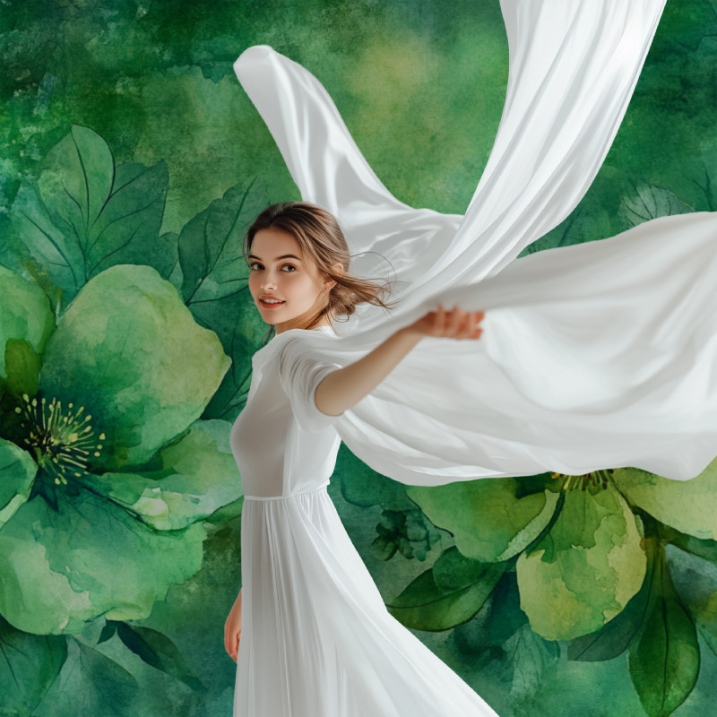 Papier peint fleur vert modele