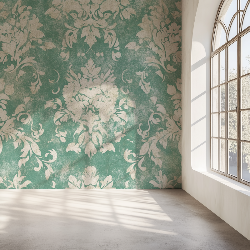 Papier peint vintage vert deau mur simple