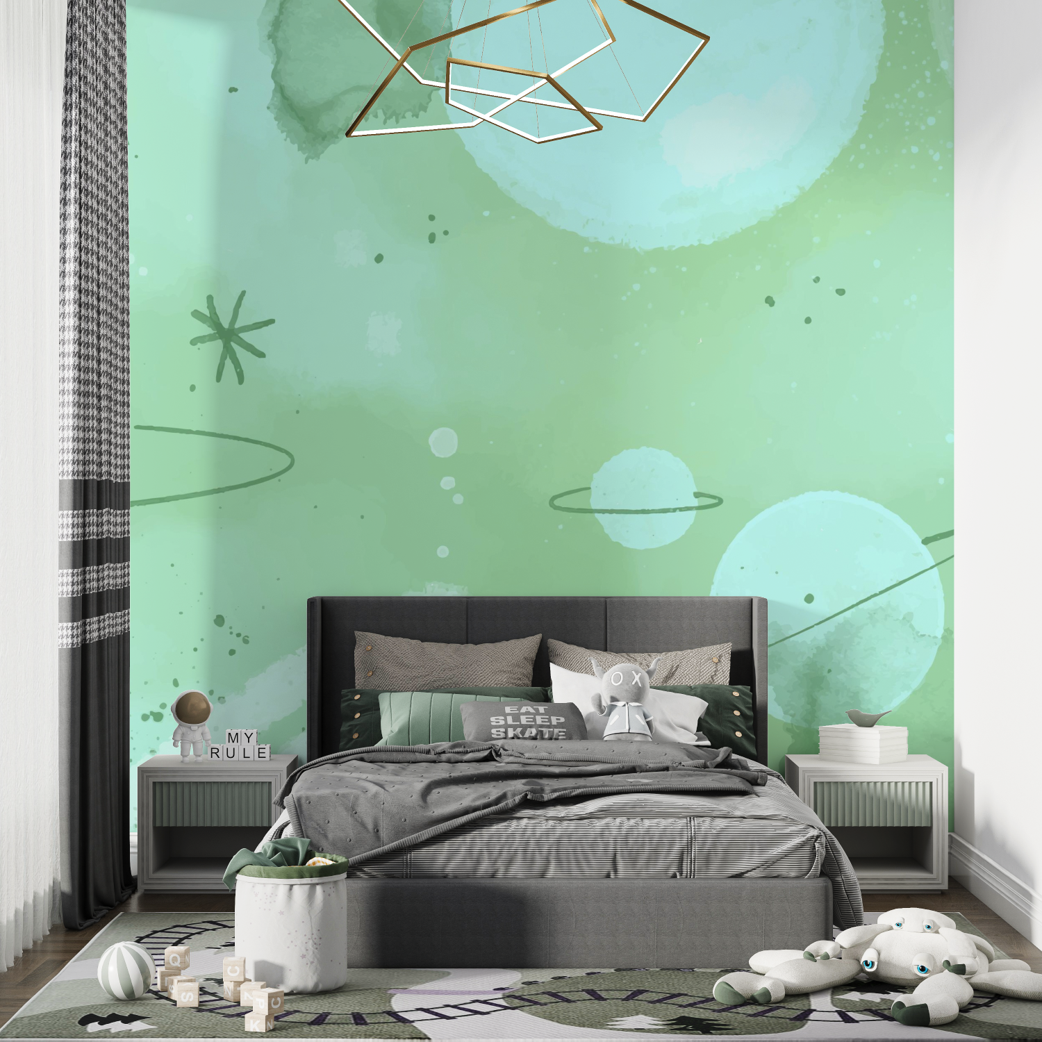 Papier peint espace planetes enfants chambre de garcon