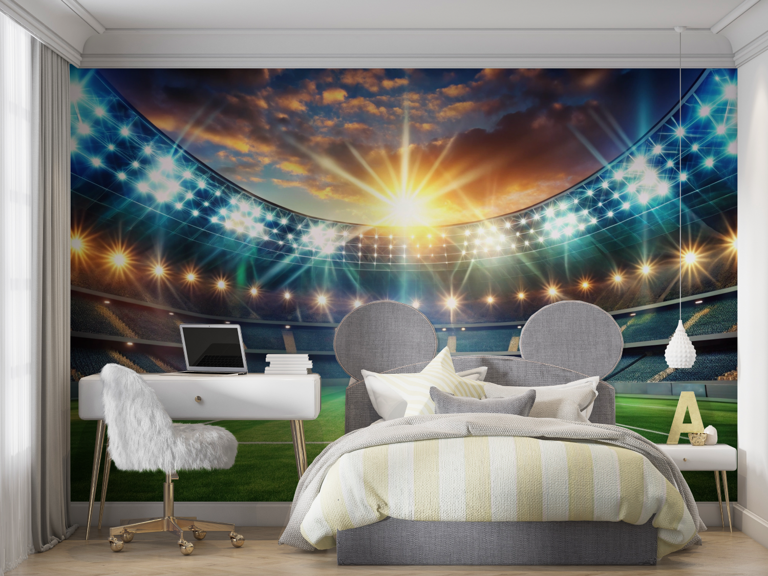 Papier peint stade de foot mur chambre panoramique