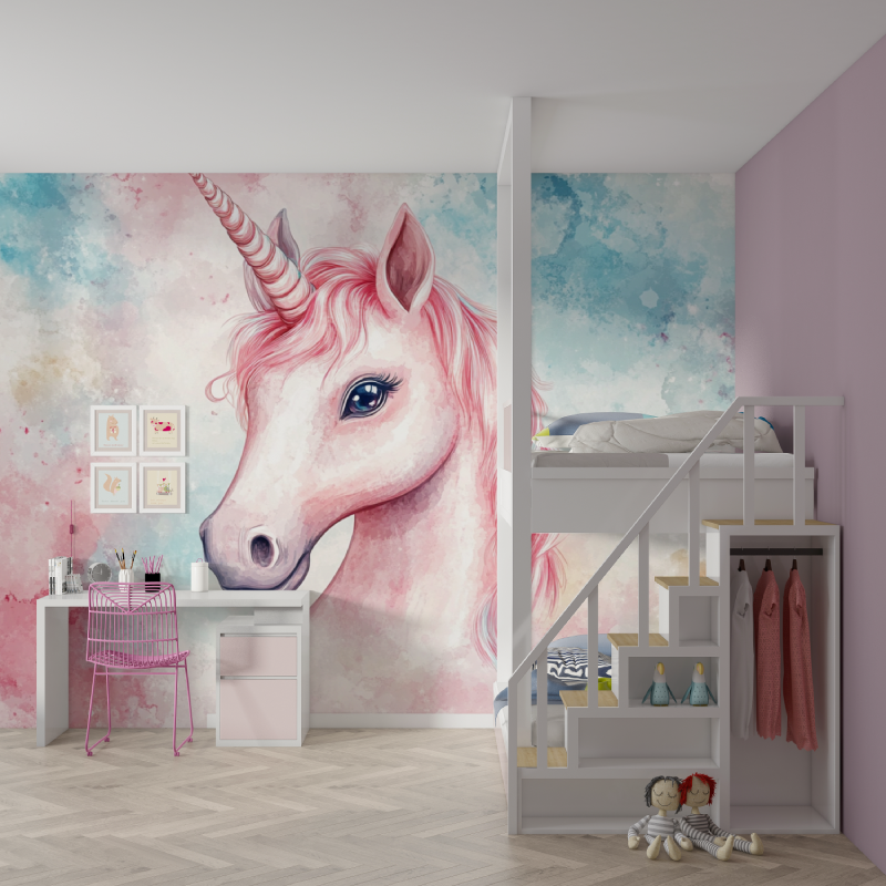 Papier peint licorne 3d elegance 3d mur chambre fille