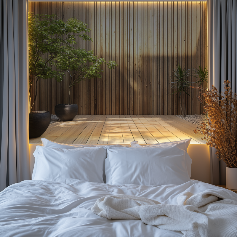 Papier peint bois trompe loeil chambre premium