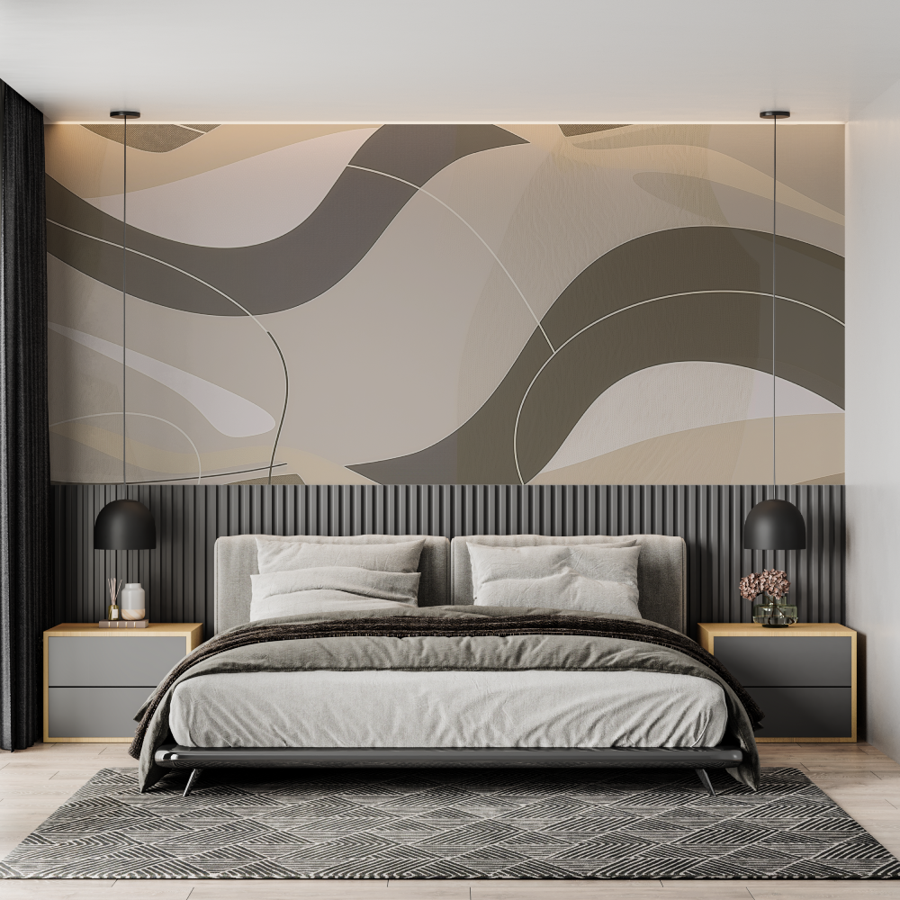 Papier peint panoramique lignes...es chambre adulte tendance