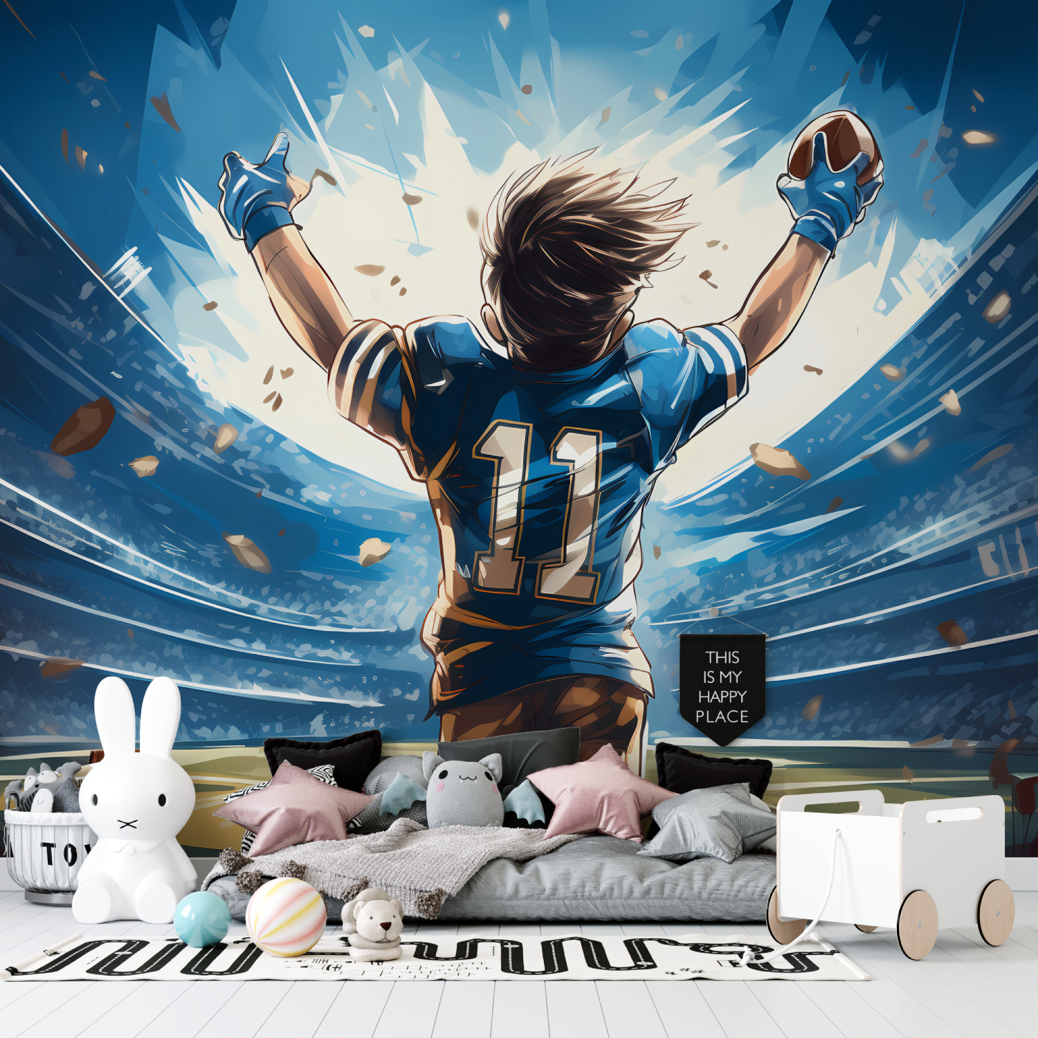 Papier peint joueur de foot anime tapisserie garcon