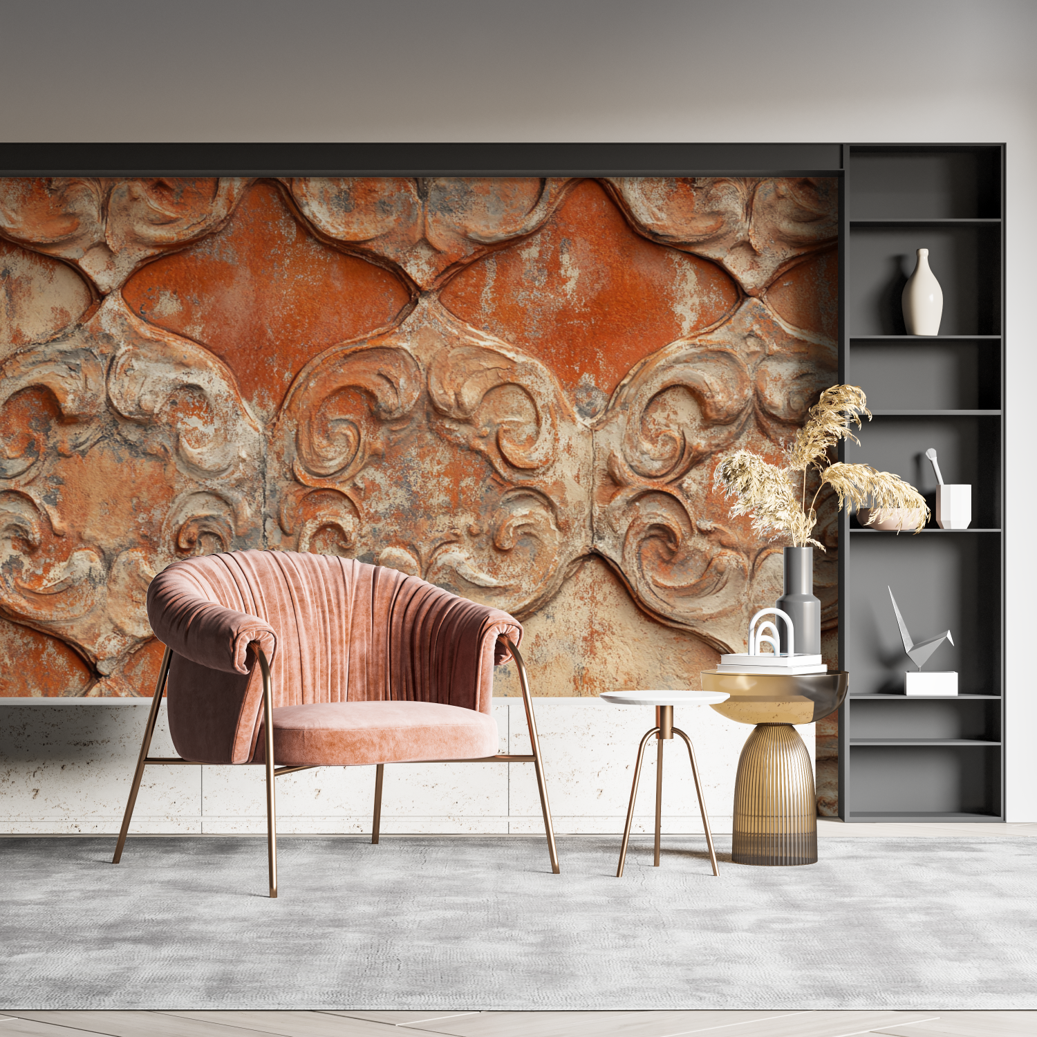 Papier peint terracotta inspiration antique pano mural