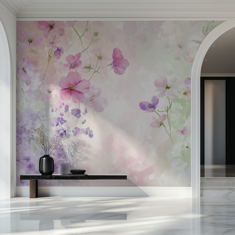 Papier peint fleur bebe fille salon beau