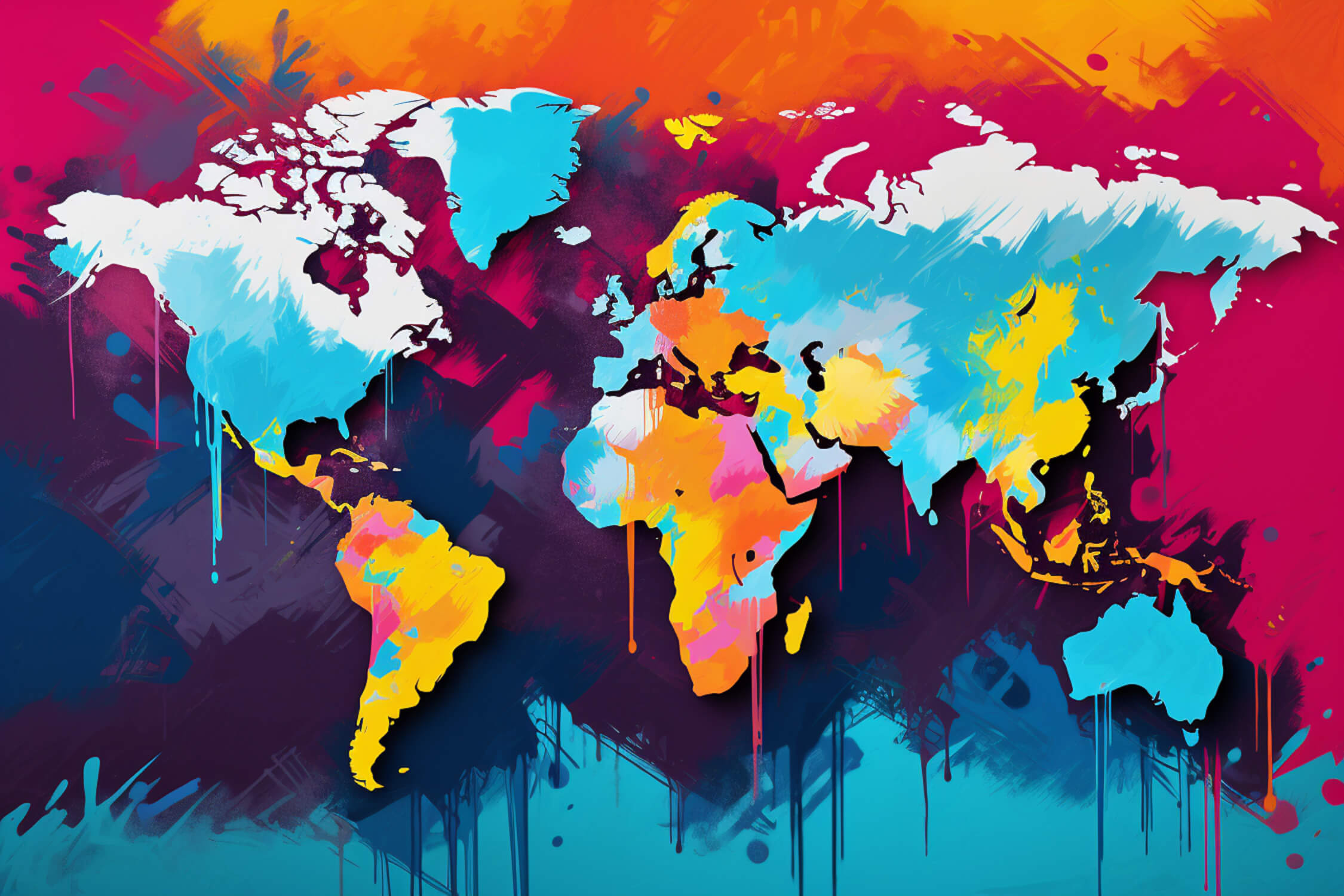 Papier Peint Carte Du Monde Graffiti