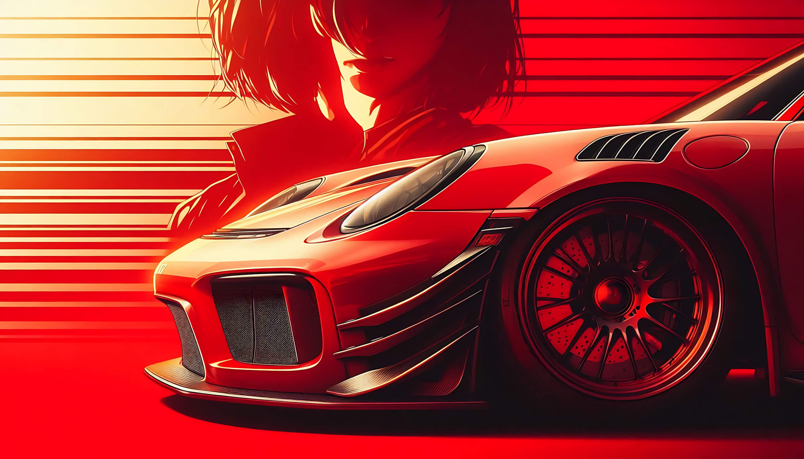 Papier Peint Voiture De Sport Rouge