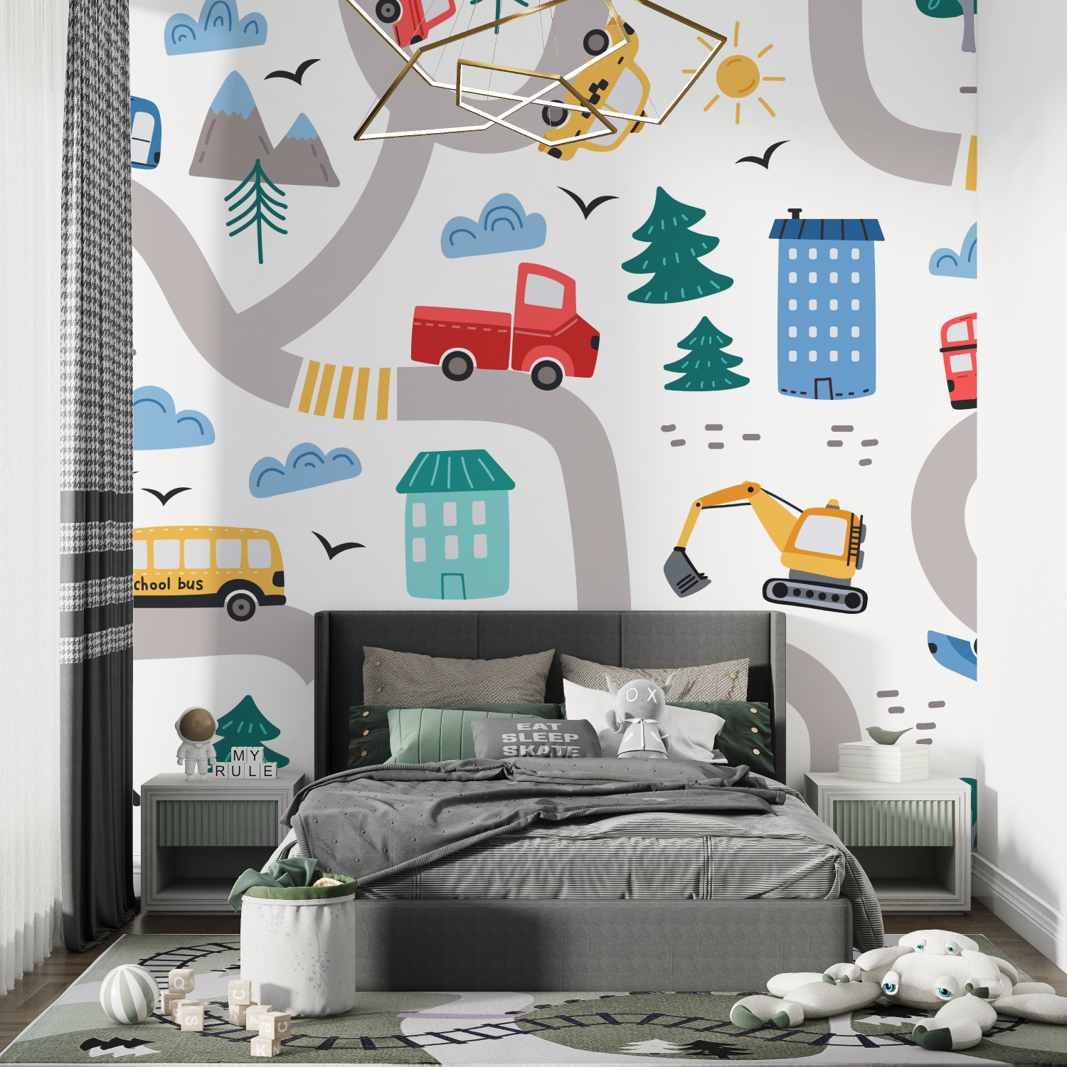 Papier peint poster enfant voiture chambre de garcon
