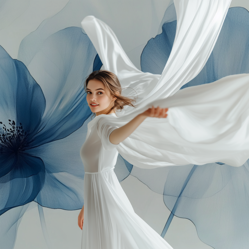 Papier peint fleur bleu modele