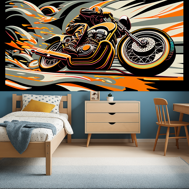 Papier peint graffiti moto orange garcon456
