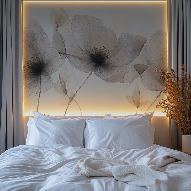 Design flowers outlines mural wallpaper chambre premium