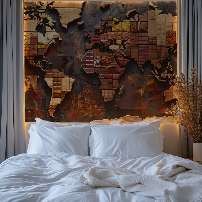 Papier peint carte du monde bois abstrait chambre premium