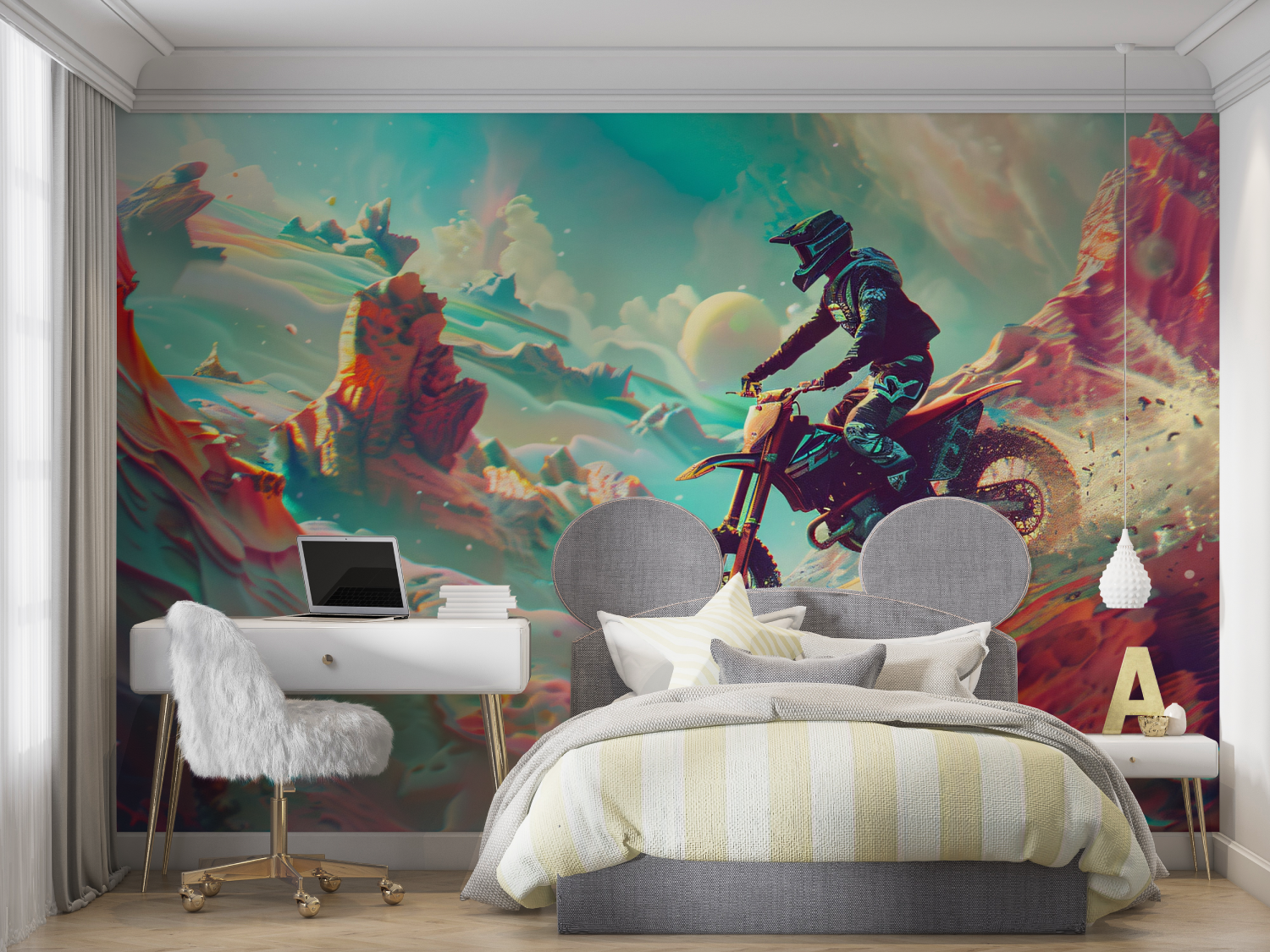 Papier peint motocross tapisserie mur chambre panoramique