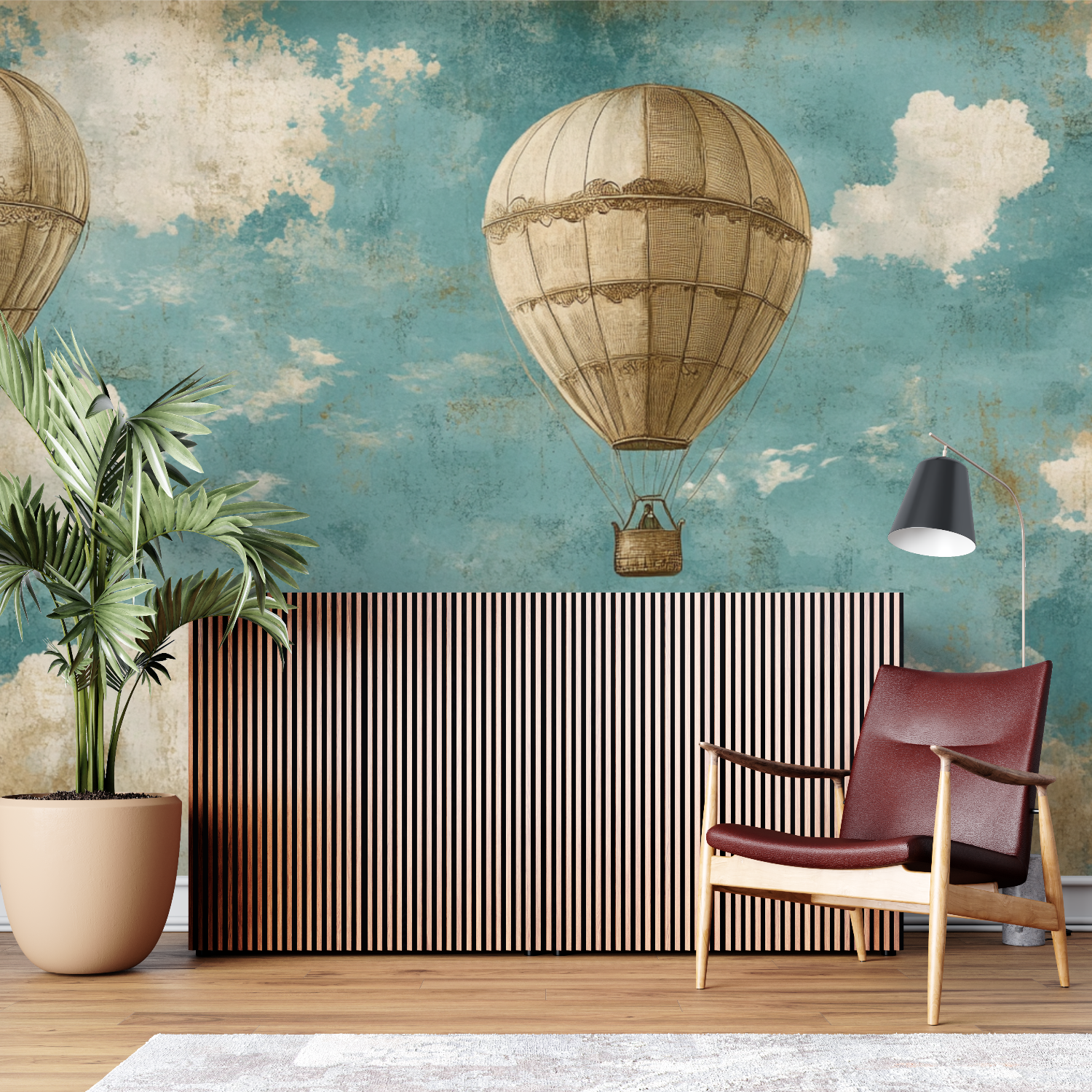 Papier peint vintage montgolfieres sur mesure