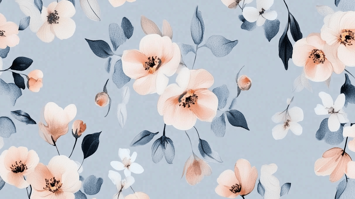 Papier Peint Fleur Cerisier Bleu