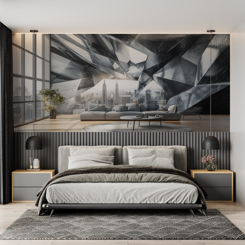 Papier peint new york trompe loeil chambre adulte tendance