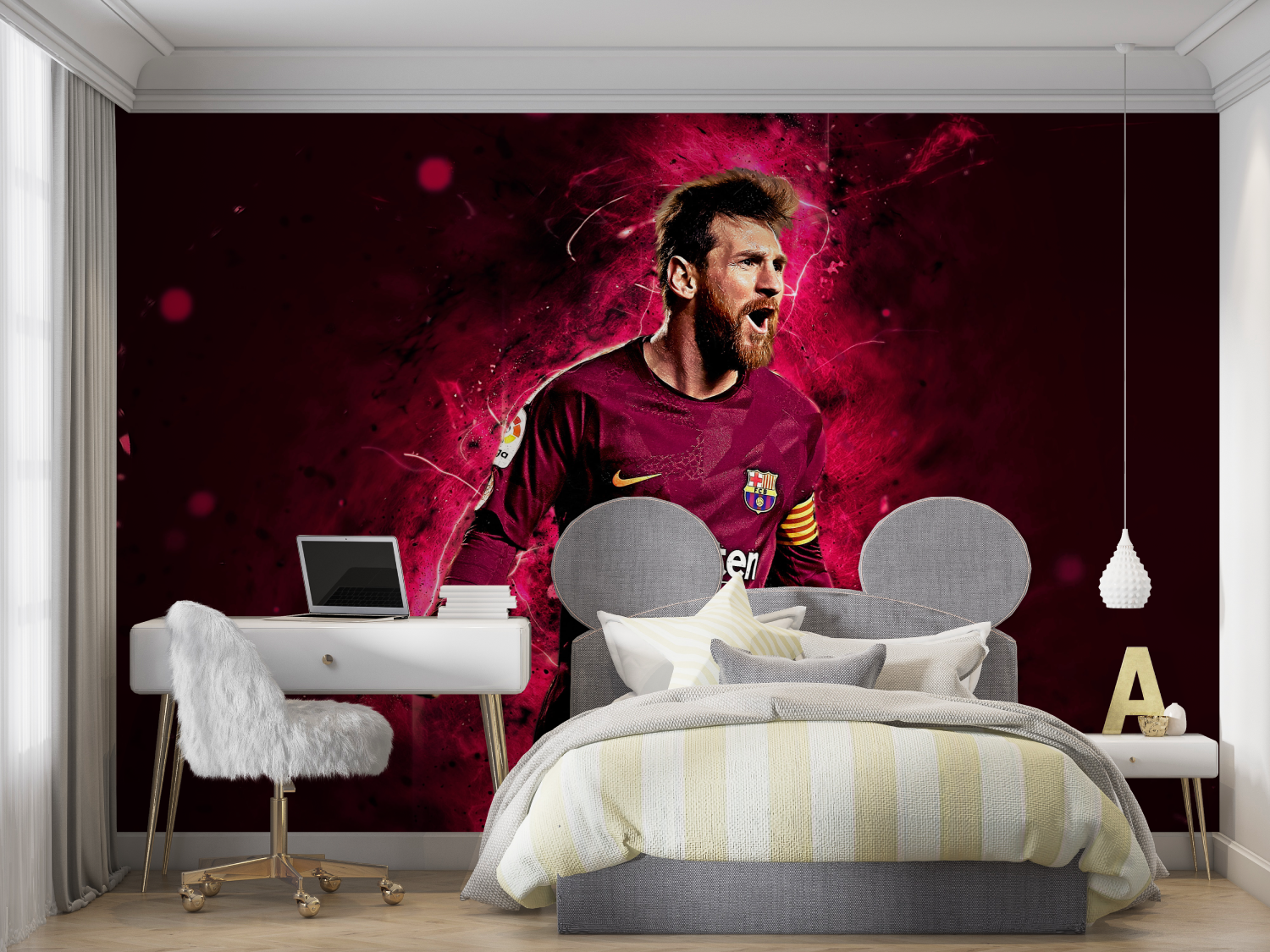 Papier peint messi rouge superstar mur chambre panoramique