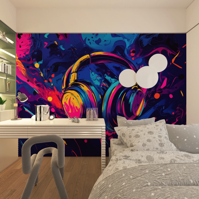 Papier peint casque couleur ados chambre adolescents