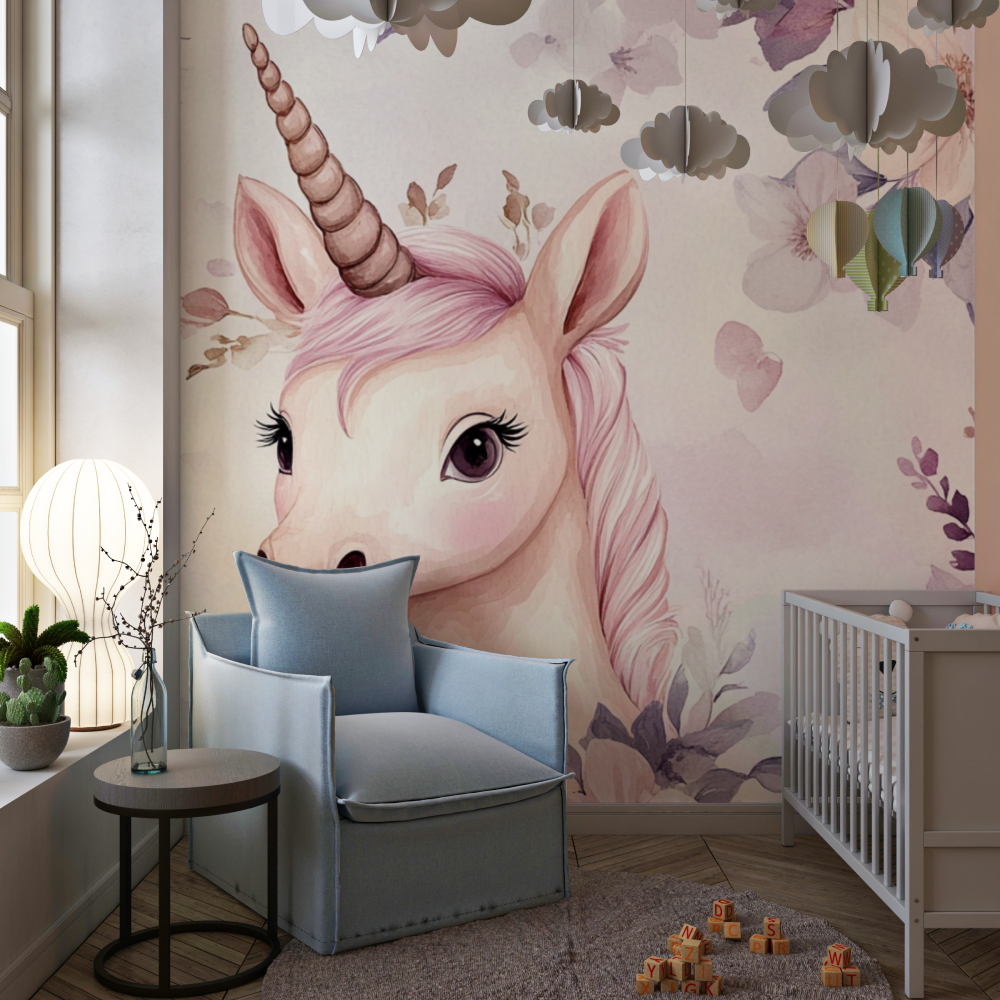 Papier peint fille licorne deco chambre chambre de fille