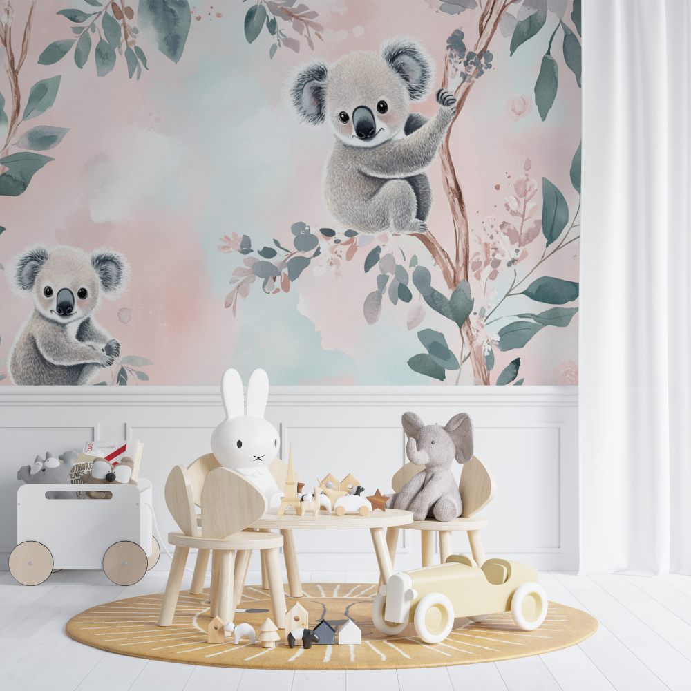Papier peint koala et ambiance doudou chambre de bebe