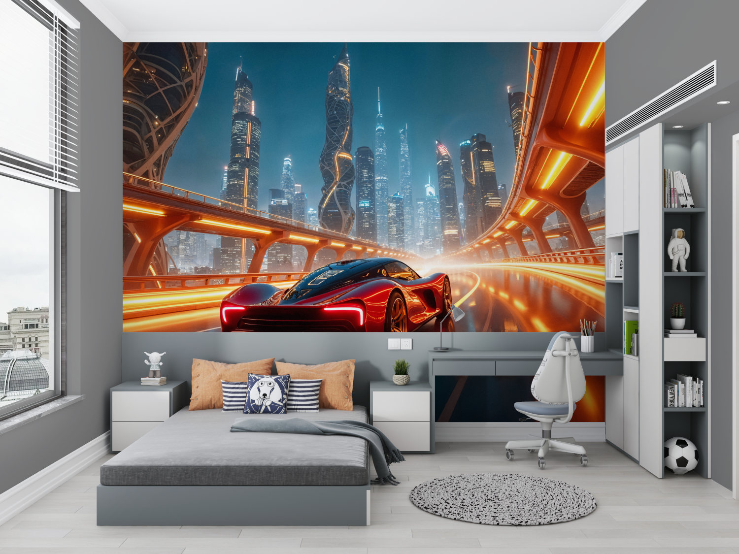 Papier peint 3d voiture futuristique chambre petit