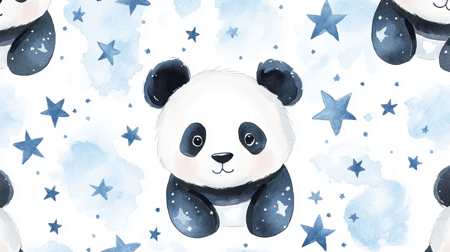 Papier Peint Panda Et Étoiles