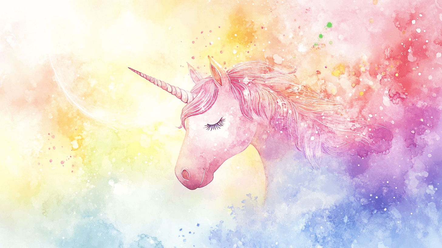 Papier Peint Chambre Licorne Duo Et Arc-En-Ciel