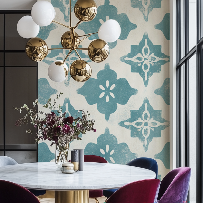 Papier peint vintage scandinave salon chaise