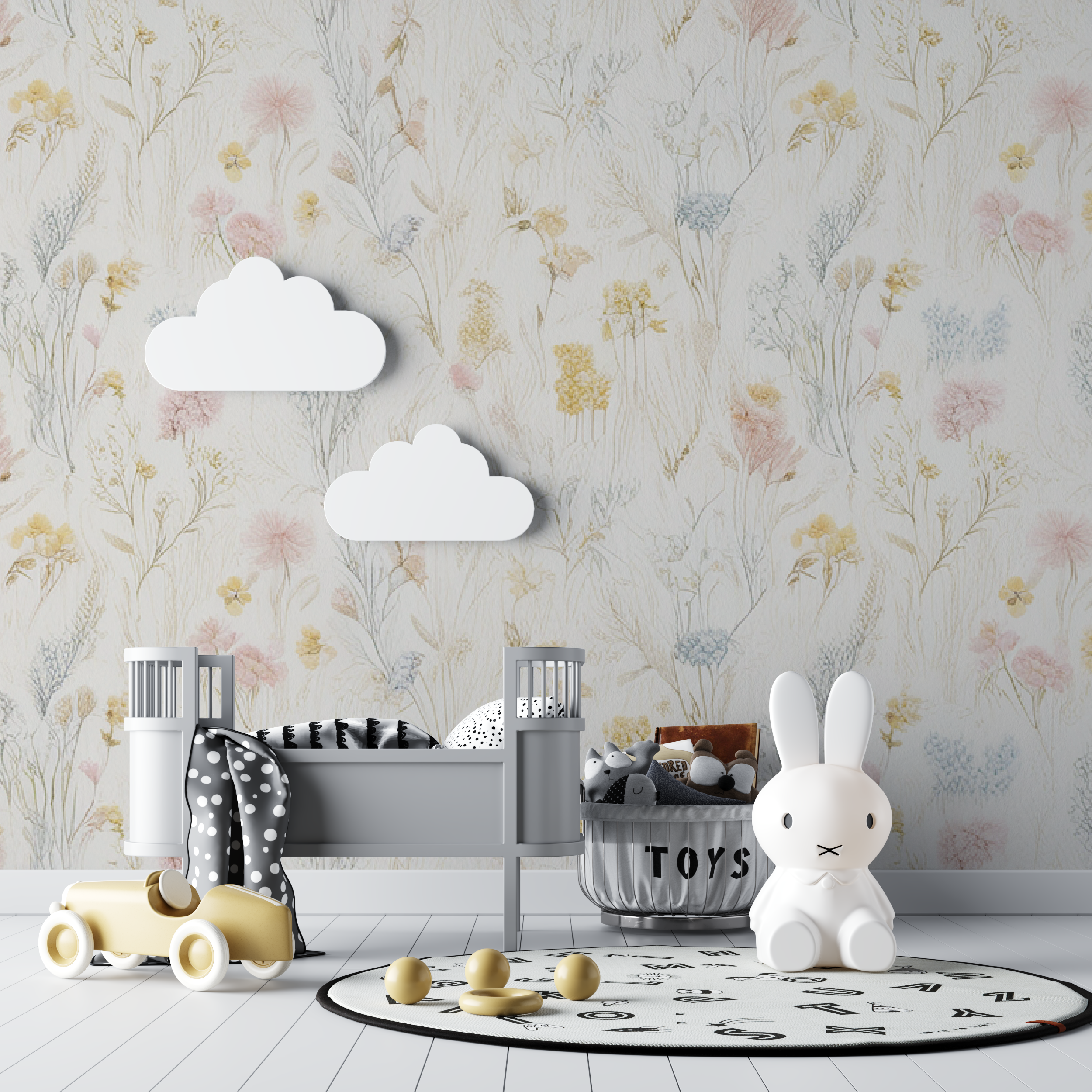 Papier peint Floral vintage pour bébé - bebe