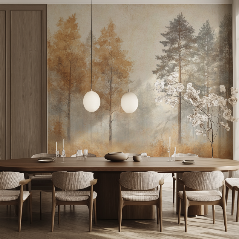 Papier peint arbre chambre salle manger tendance